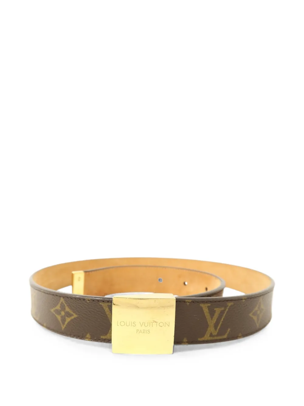 Pre-owned Louis Vuitton Monogram Santur Carre Belt In Brown