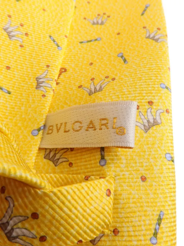 Bvlgari Pre-Owned Seven Fold プリント ネクタイ | イエロー