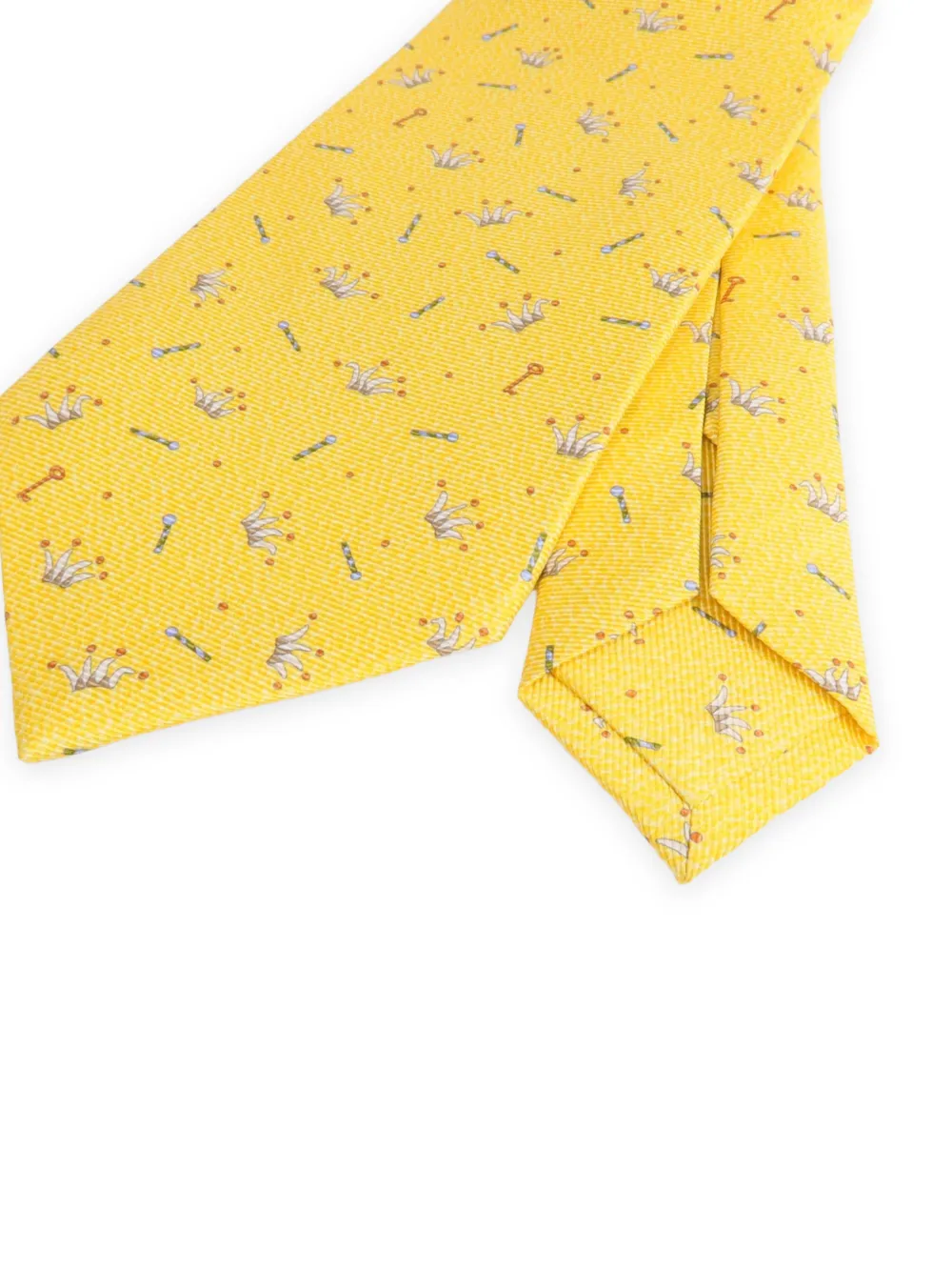 Bvlgari Pre-Owned Seven Fold crown-print Tie | Yellow | FARFETCH HK