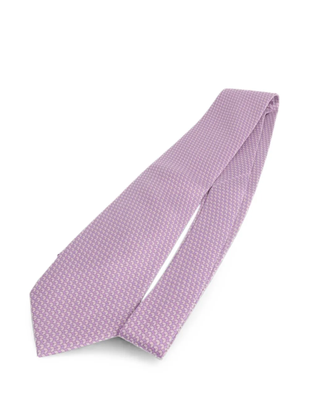 Pre-owned Hermes Geometric-pattern Tie In Purple