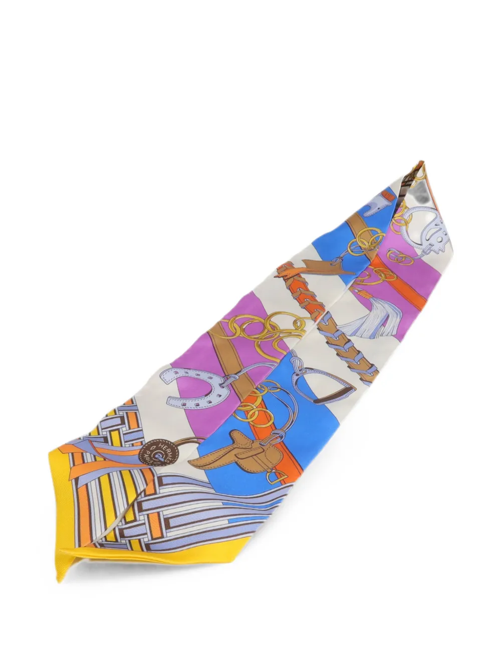 Hermès Pre-Owned Twilly equestrian-print scarf - Toni neutri