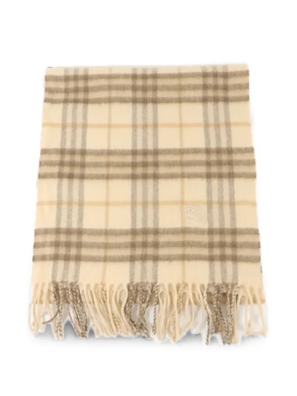 Burberry Pre-owned Check-pattern Fringed Scarf in Neutrals