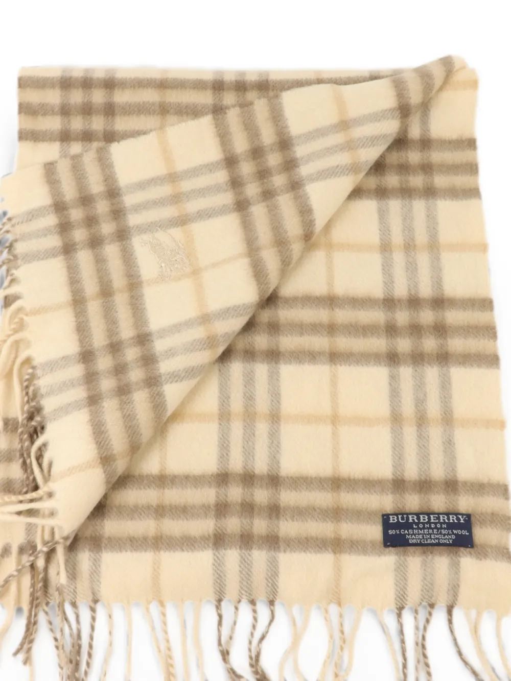 Burberry Pre-owned Check-pattern Fringed Scarf in Neutrals, view 2