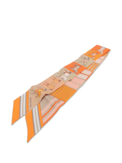 Hermès Pre-Owned Twilly horse-print silk scarf