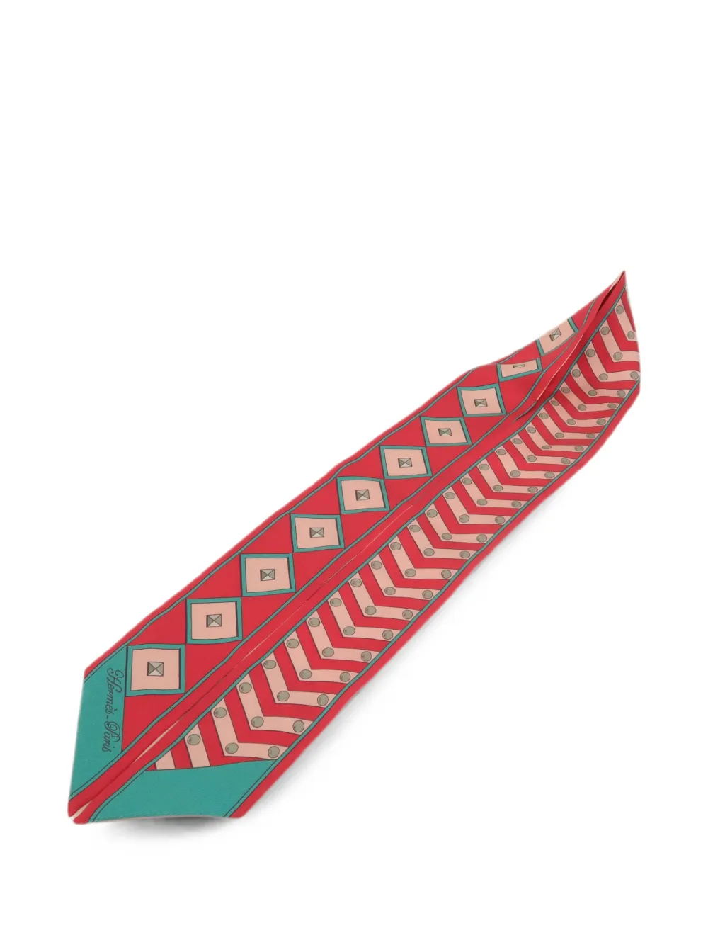 Hermès Pre-Owned Twilly dog-print silk scarf - Rosa