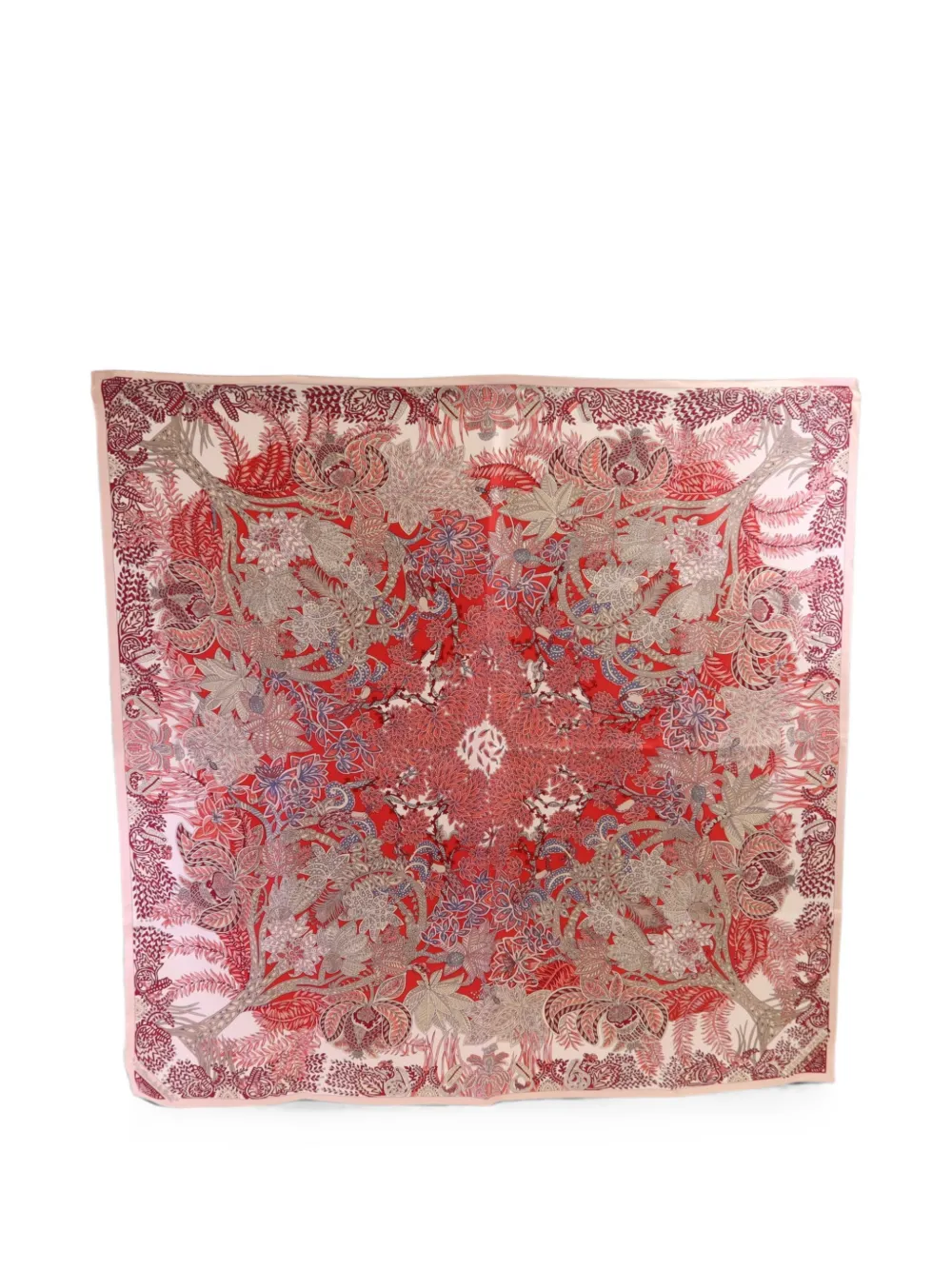 Hermès Pre-Owned floral-print silk scarf - Rosso