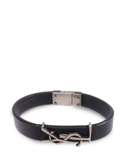 Saint Laurent Pre-Owned سوار جلد بأبليكة شعار الماركة
