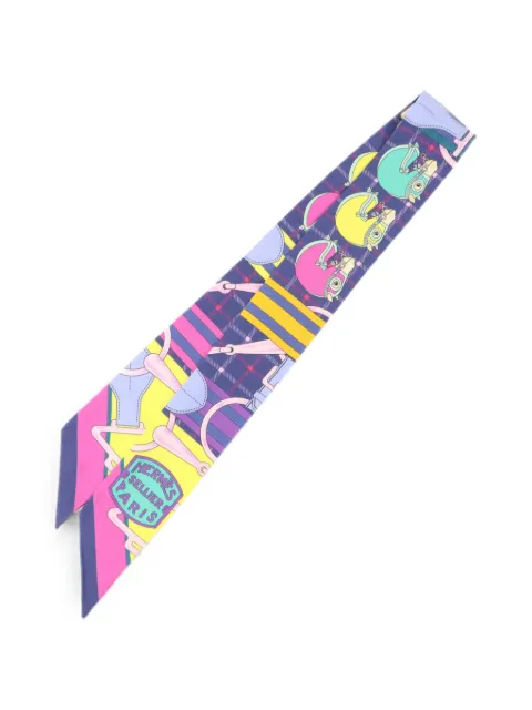 Hermès Pre-Owned Twilly equestrian-print silk scarf