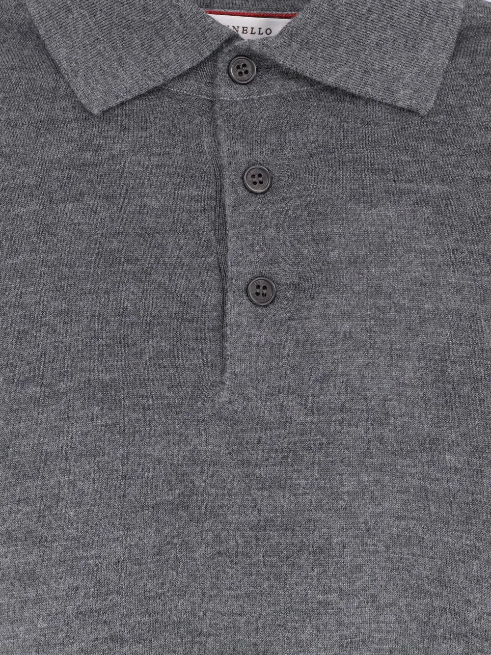 Brunello Cucinelli Poloshirt met lange mouwen Grijs