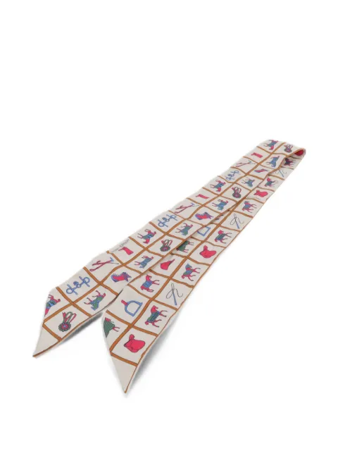 Hermès Pre-Owned Twilly equestrian-print scarf