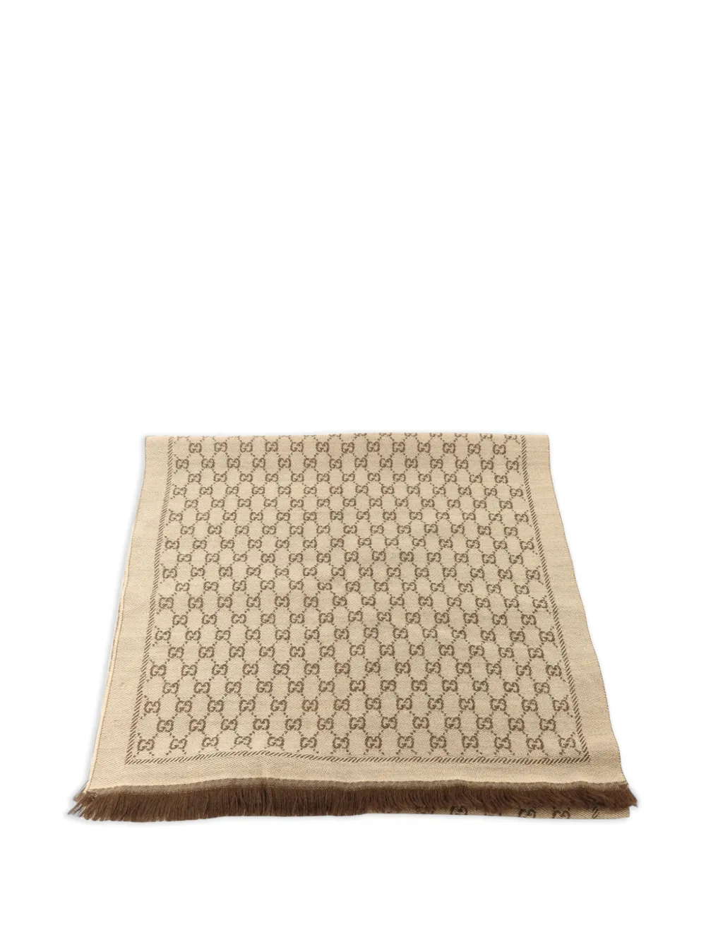 Pre-owned Gucci Gg Monogram Scarf In Neutrals