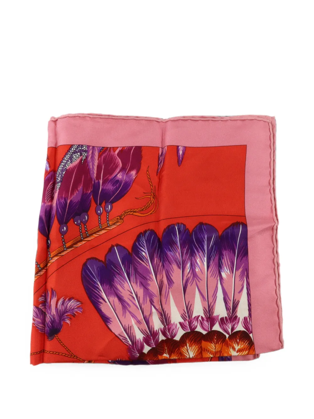 Hermès Pre-Owned Brazil II feather-print silk scarf - Rosa