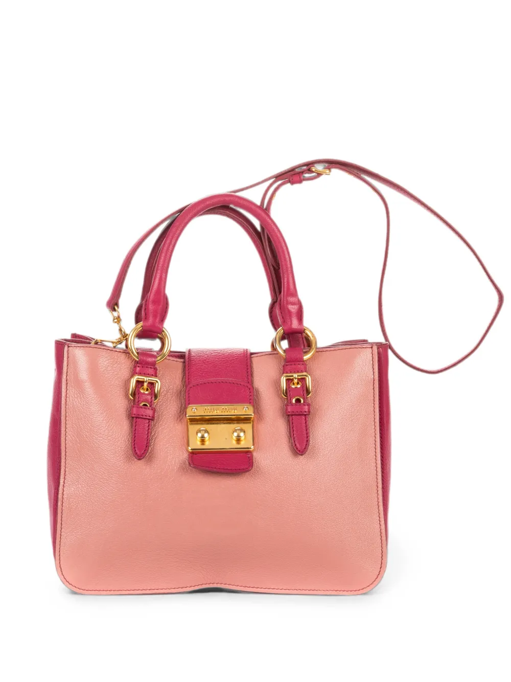 Miu Miu Pre-Owned Madras push-lock tote bag - Rosa