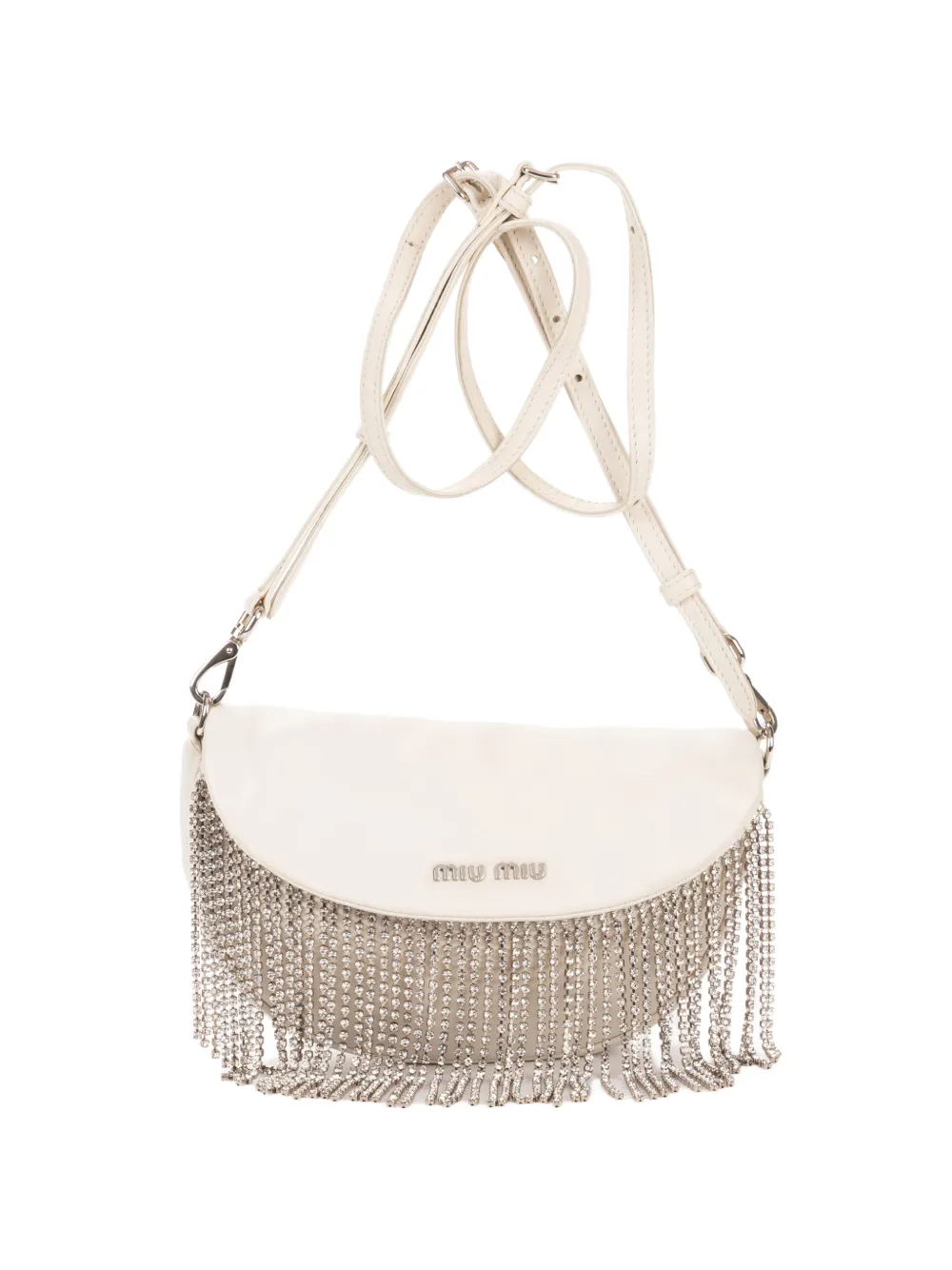 Miu Miu Pre-Owned crystal fringed cross body bag - Toni neutri