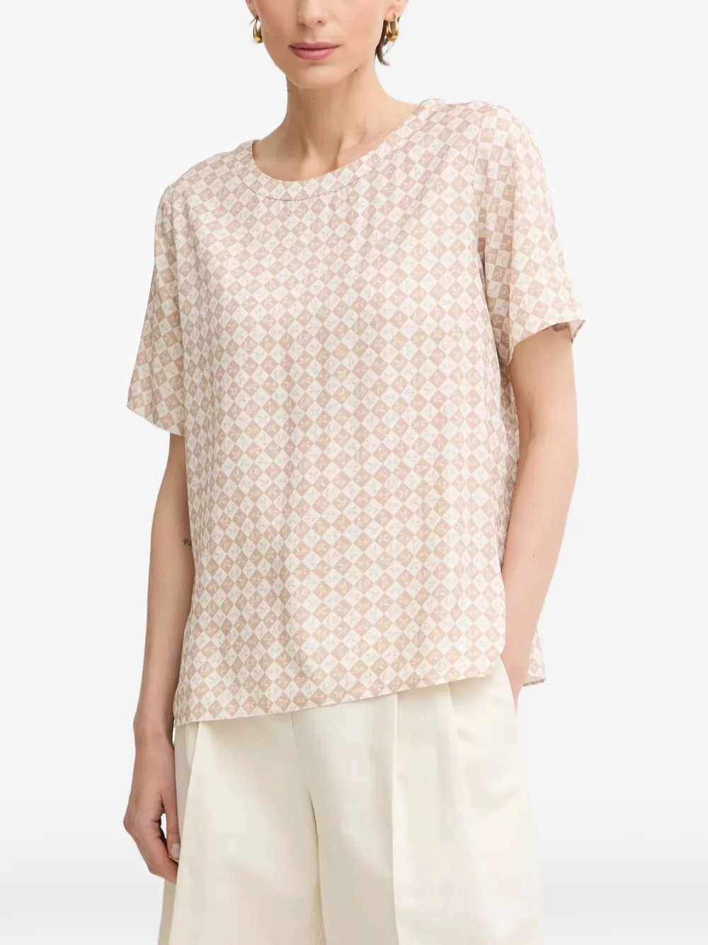Trussardi geometric-print short-sleeve T-shirt - Toni neutri