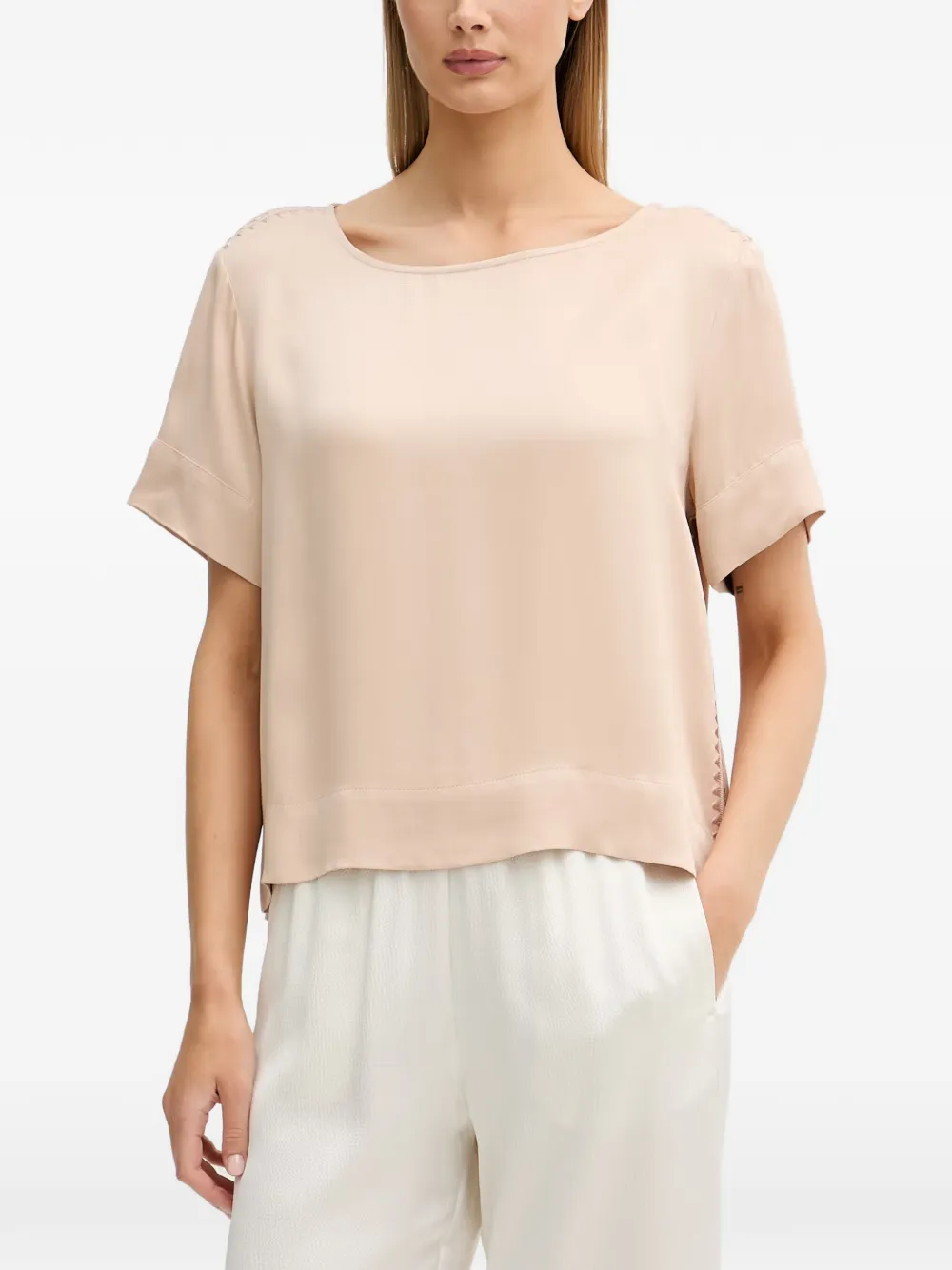 Sisley embroidered short-sleeve blouse · S