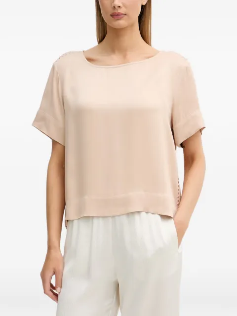 Sisley embroidered short-sleeve blouse