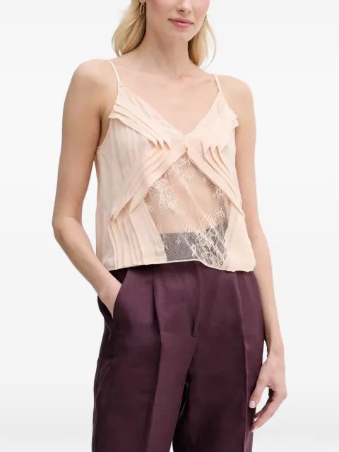Sisley lace-insert pleated blouse