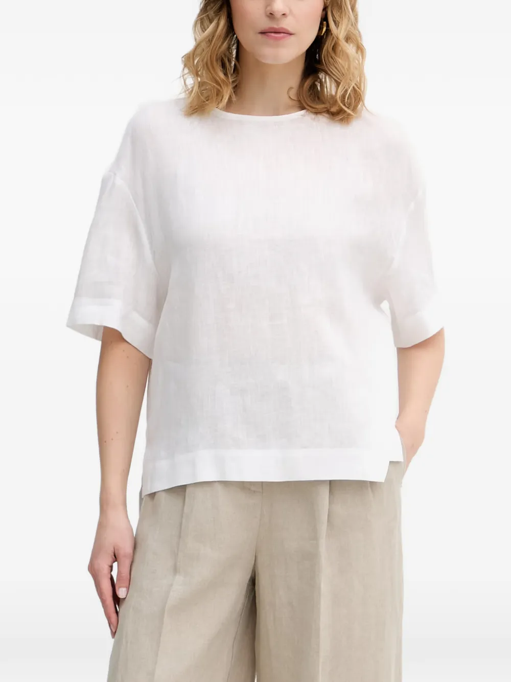 Sisley keyhole-back short-sleeve top - Bianco