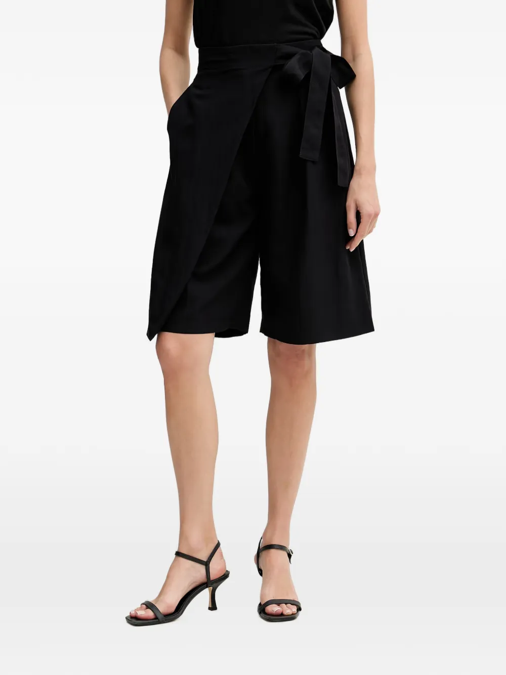 Sisley wrap-style belted shorts