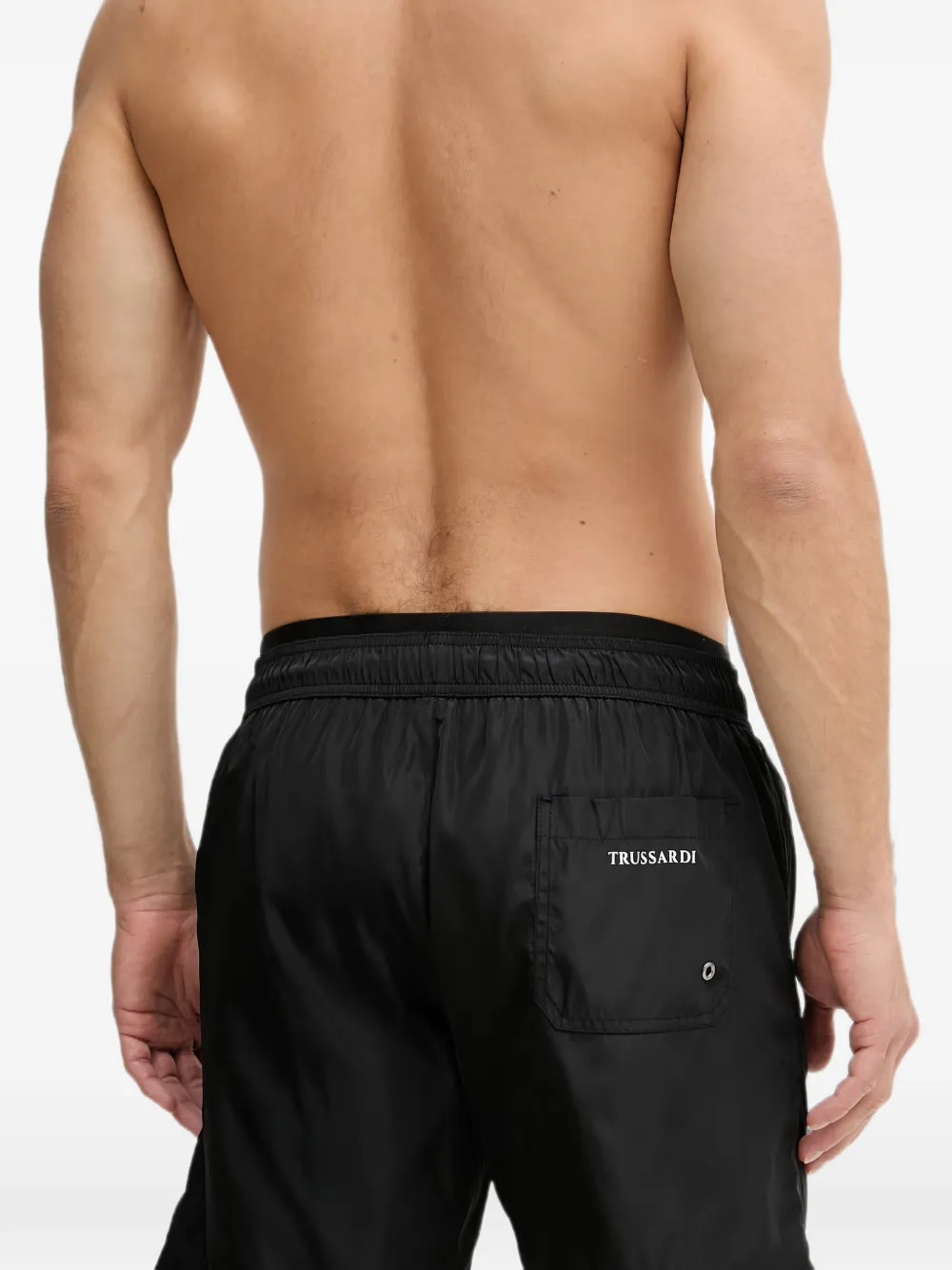Trussardi logo-print drawstring swim shorts Zwart