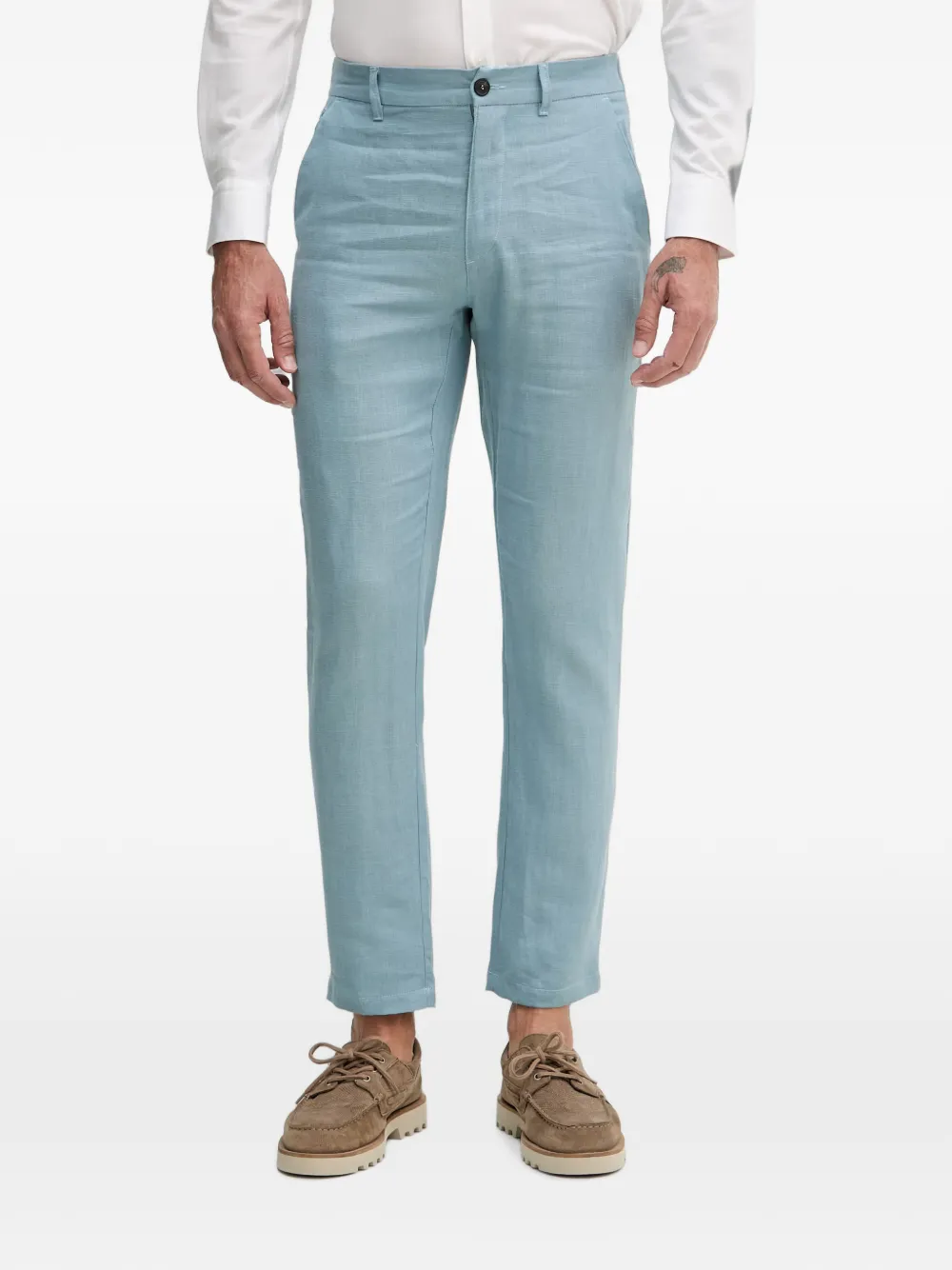 Trussardi embroidered-logo slim-fit trousers - Blu