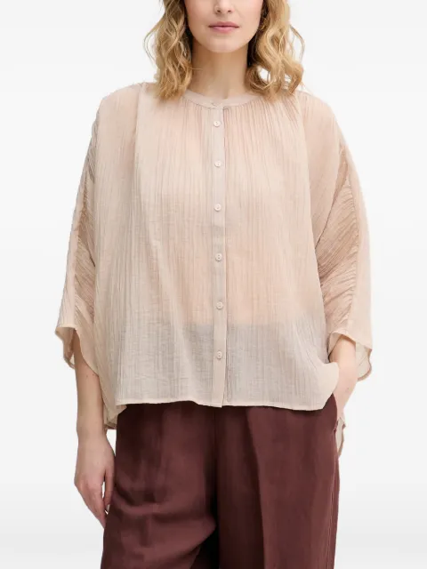 Sisley crinkled-effect button-up blouse