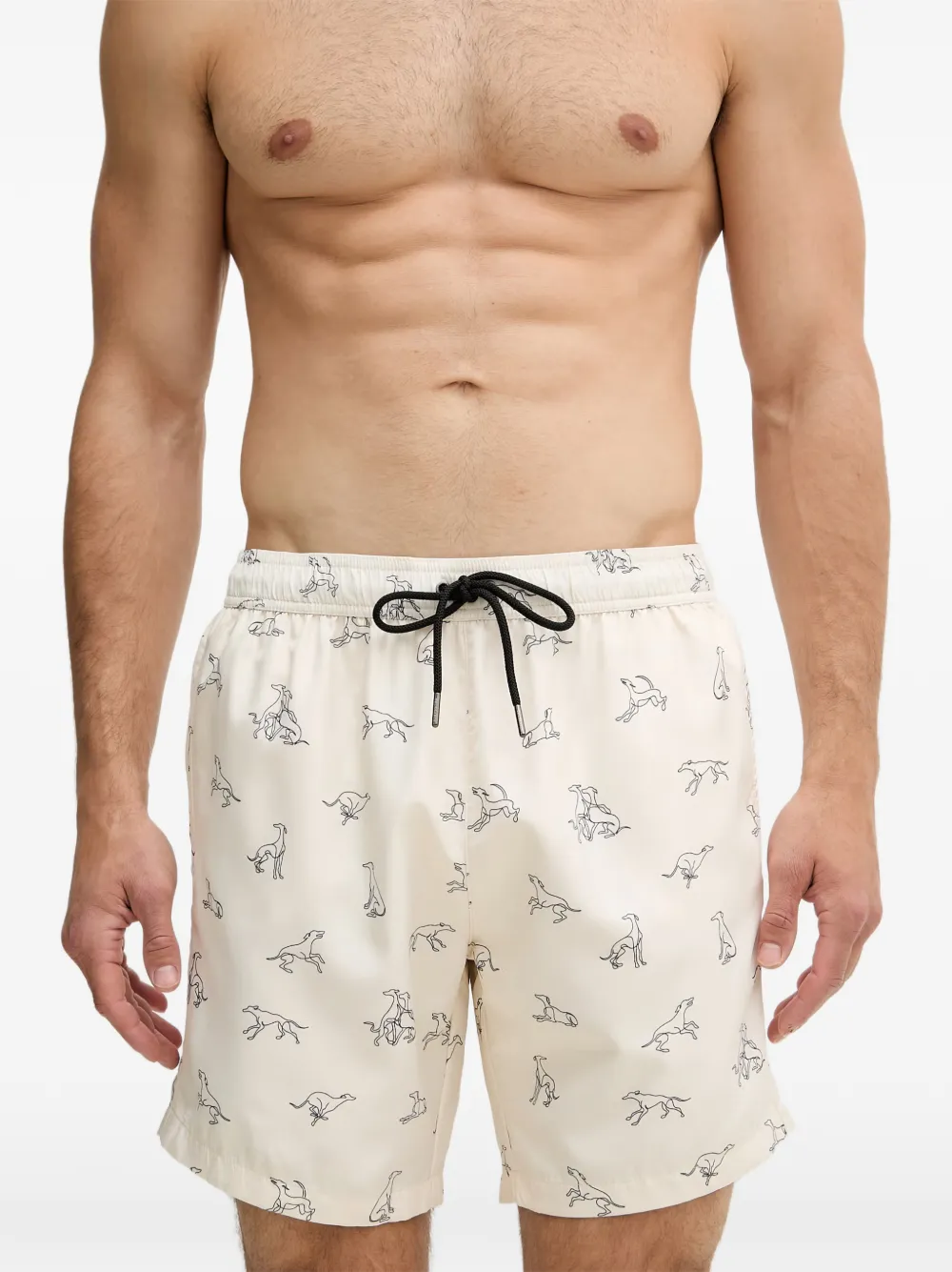 Trussardi greyhound-print drawstring swim shorts - Toni neutri