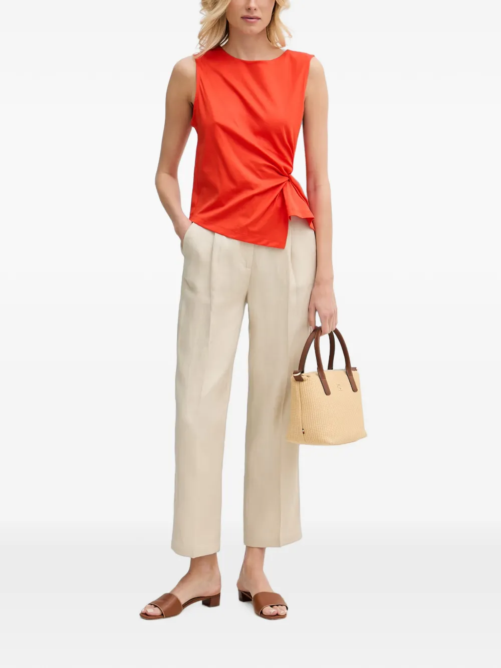 Sisley Broek met elastische taille Beige