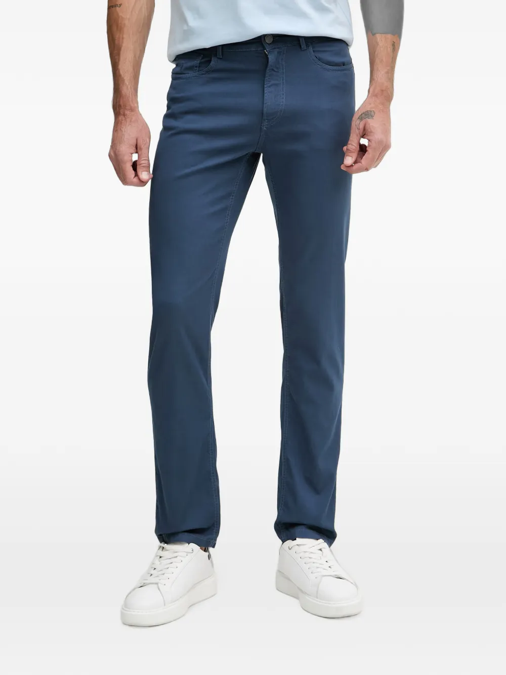 Trussardi logo-patch straight-leg trousers - Blu