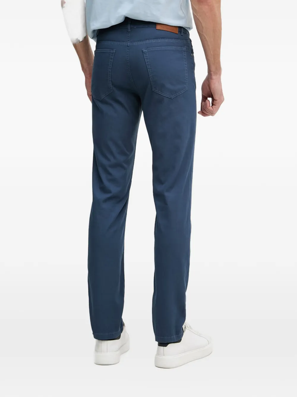 Trussardi Straight broek met logopatch Blauw