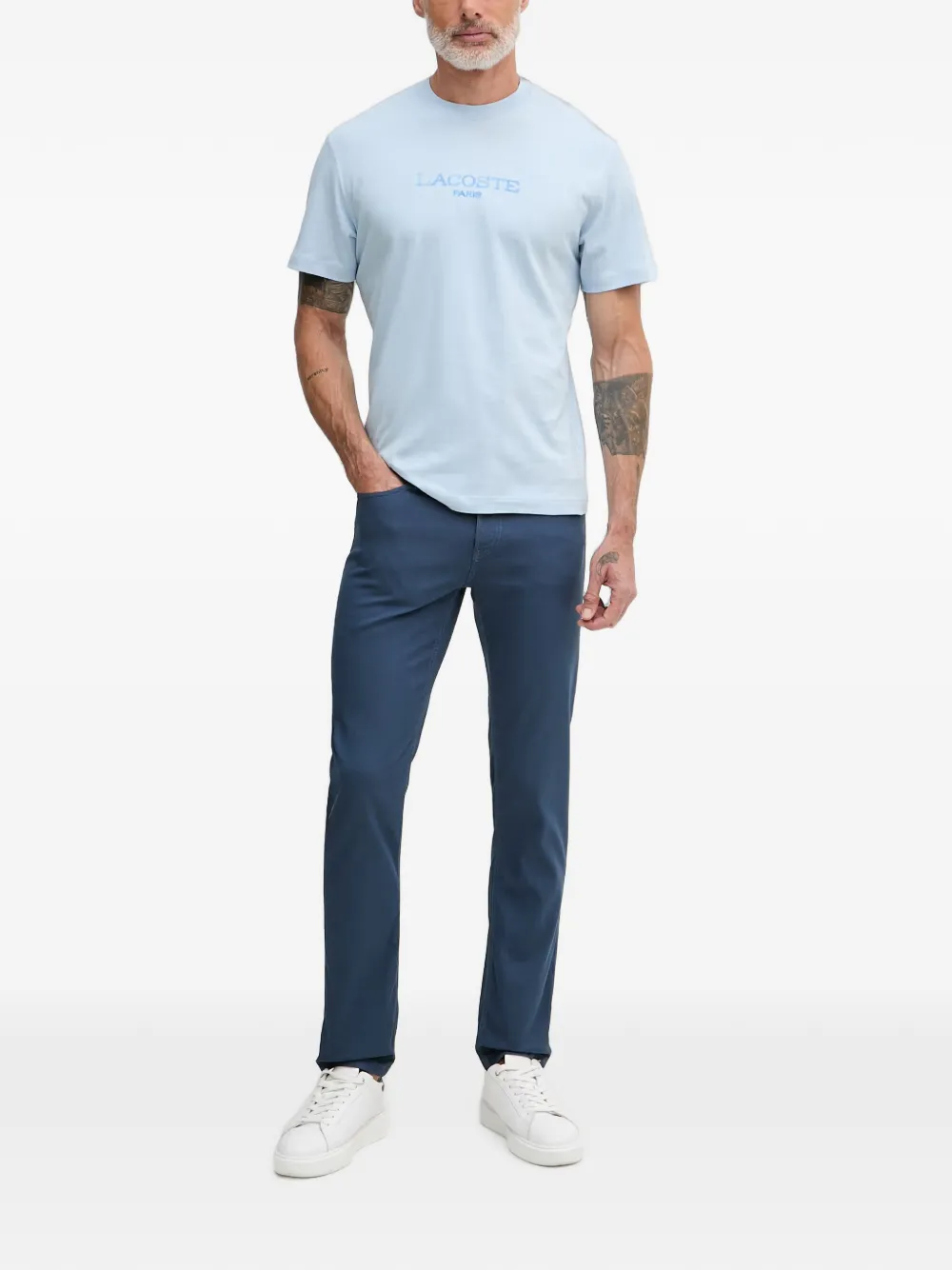Trussardi Straight broek met logopatch Blauw