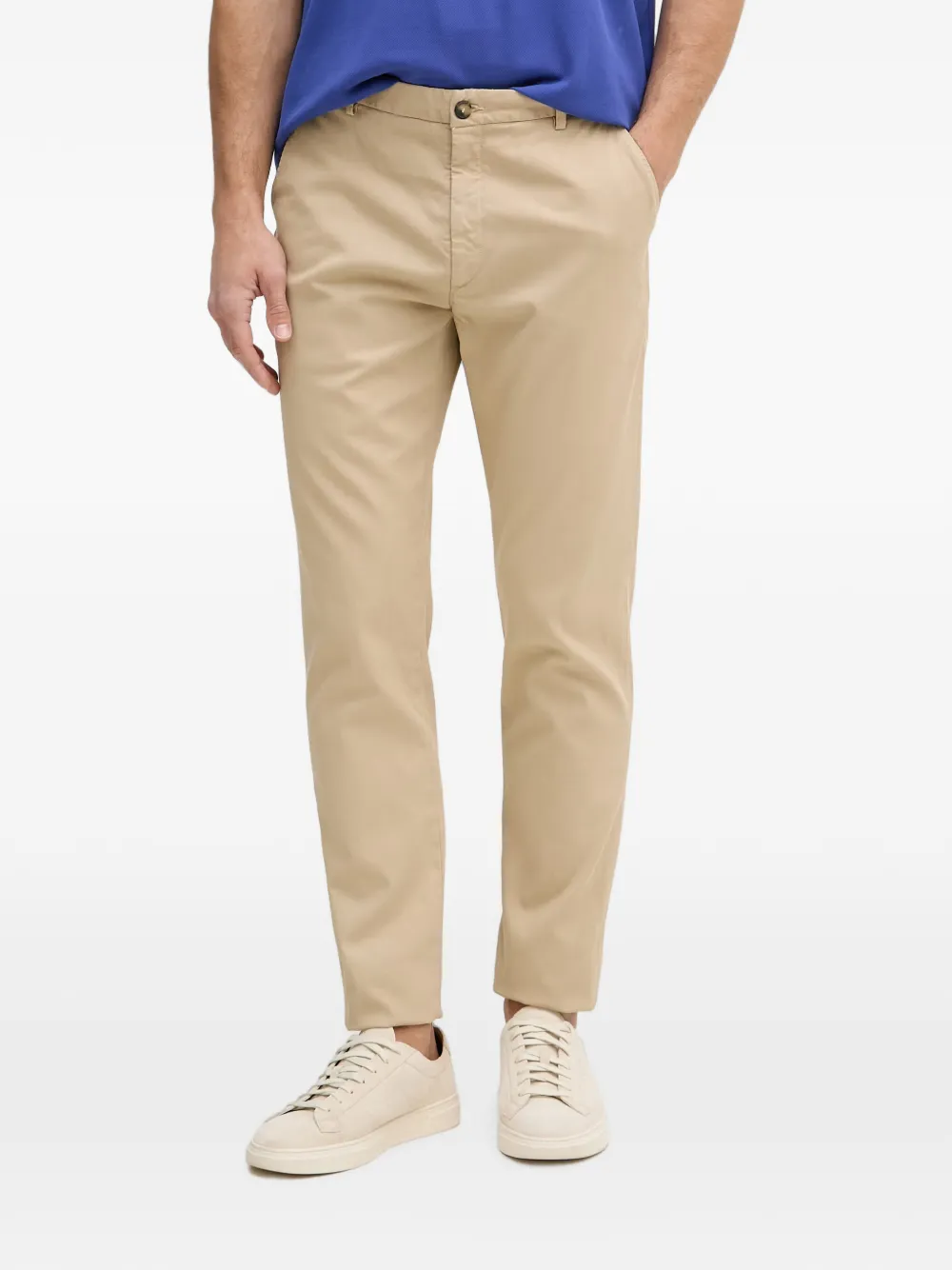 Trussardi logo-embroidered chinos trousers - Toni neutri