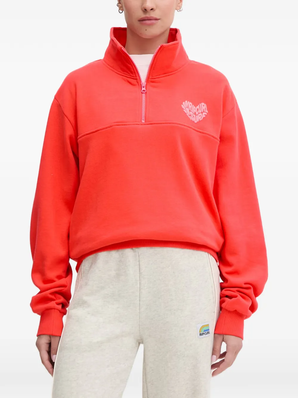 Rip Curl quarter-zip logo-print sweatshirt - Rosso