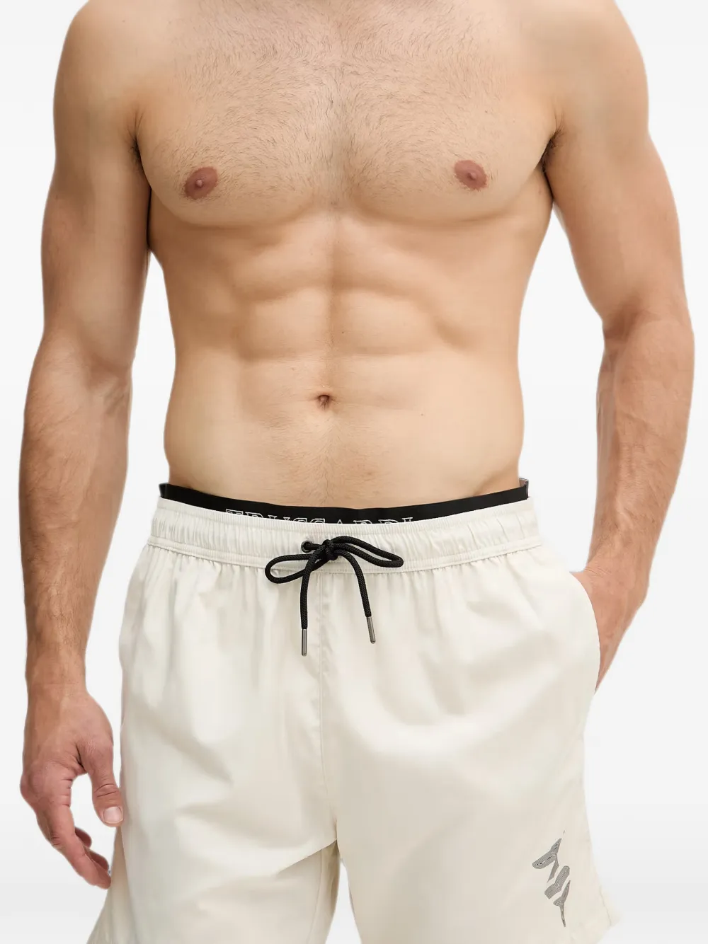 Trussardi logo-print drawstring swim shorts - Toni neutri