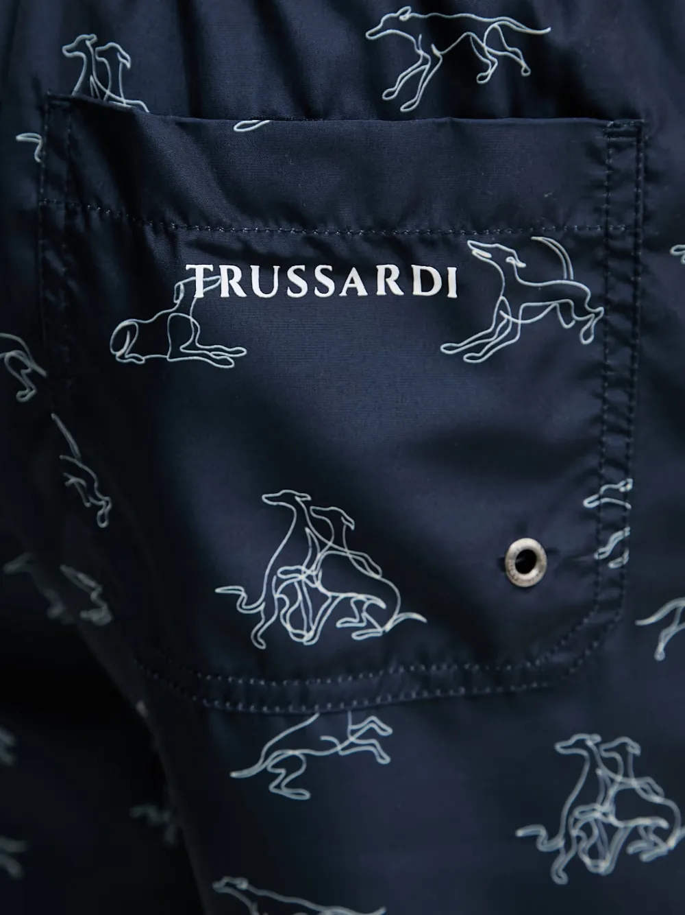 Trussardi Zwembroek met trekkoord en windhond-print Blauw
