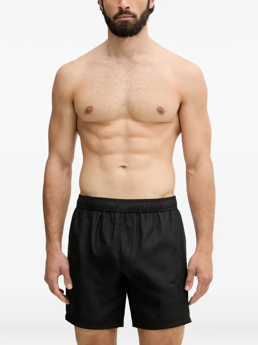 Trussardi Zwembroek met geborduurd logo Zwart