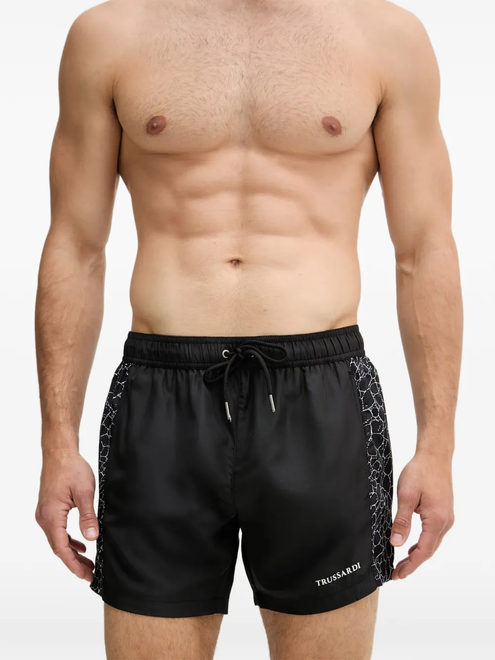 Trussardi logo-print drawstring-waist swim shorts - Schwarz