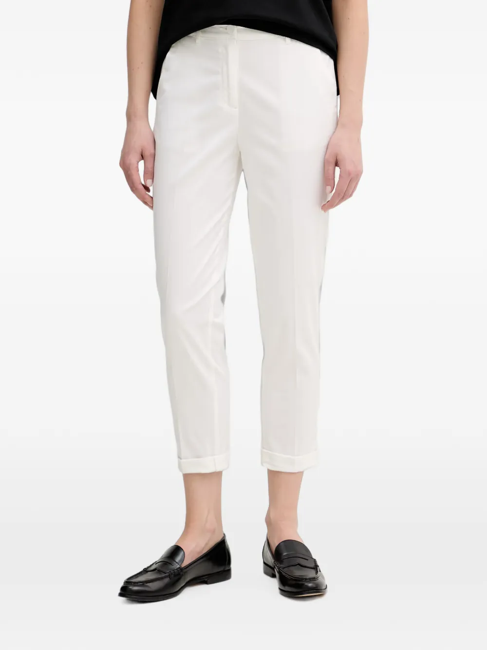 Sisley pressed-crease turn-up trousers - Weiß