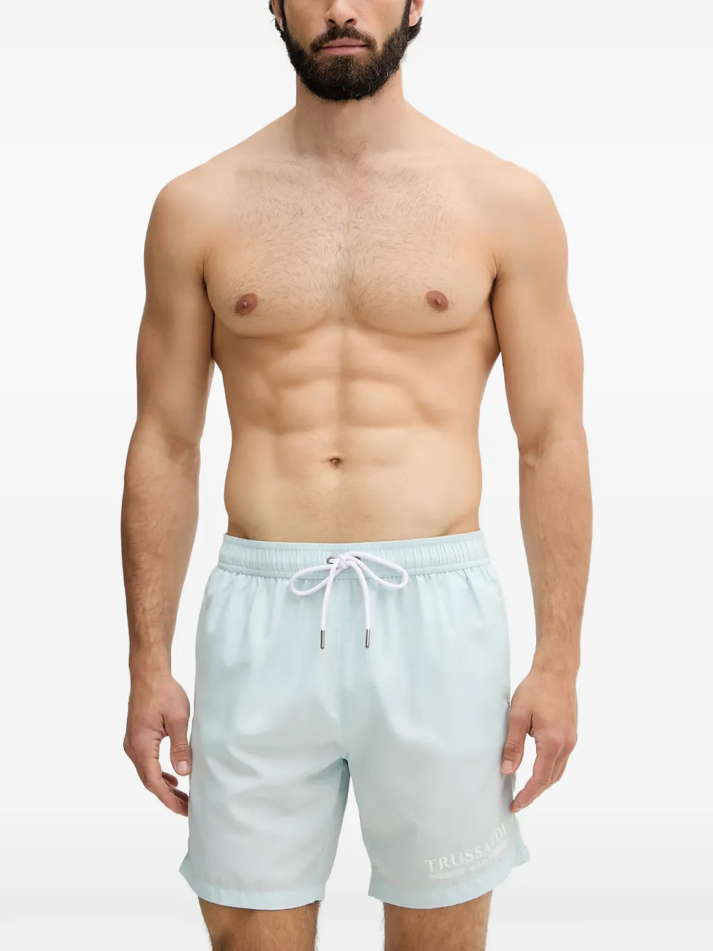 Trussardi logo-print drawstring swim shorts - Blu