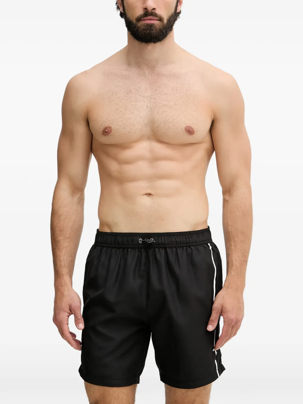 Trussardi logo-print drawstring swim shorts - Nero