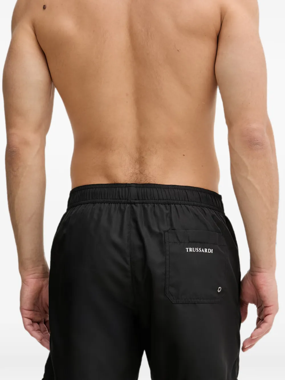 Trussardi Zwembroek met logoprint en trekkoord Zwart