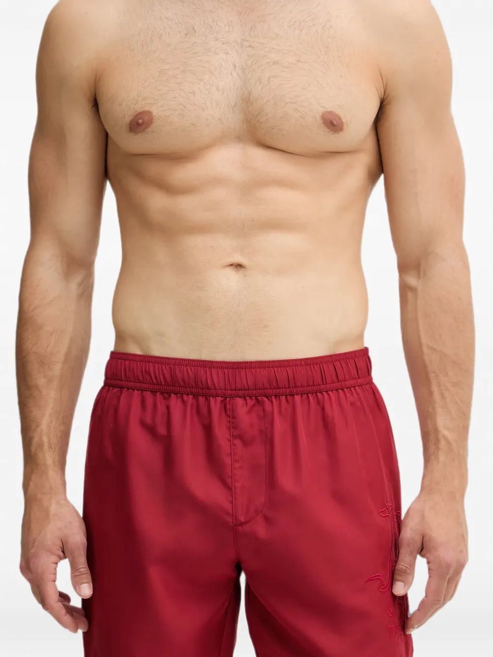 Trussardi Zwembroek met geborduurd logo Rood