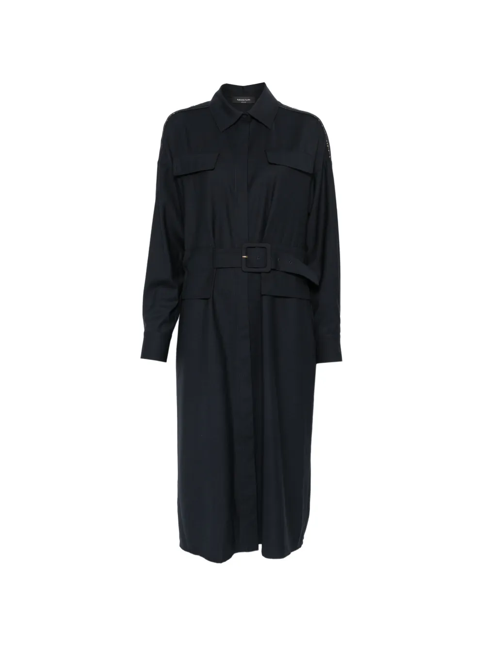 Fabiana Filippi belted chest-pockets midi dress - Blu