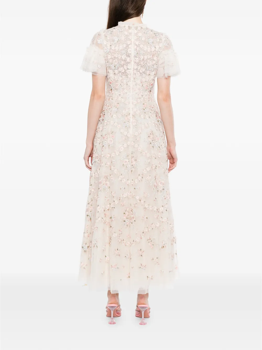 Needle & Thread Avondjurk met bloemen Beige
