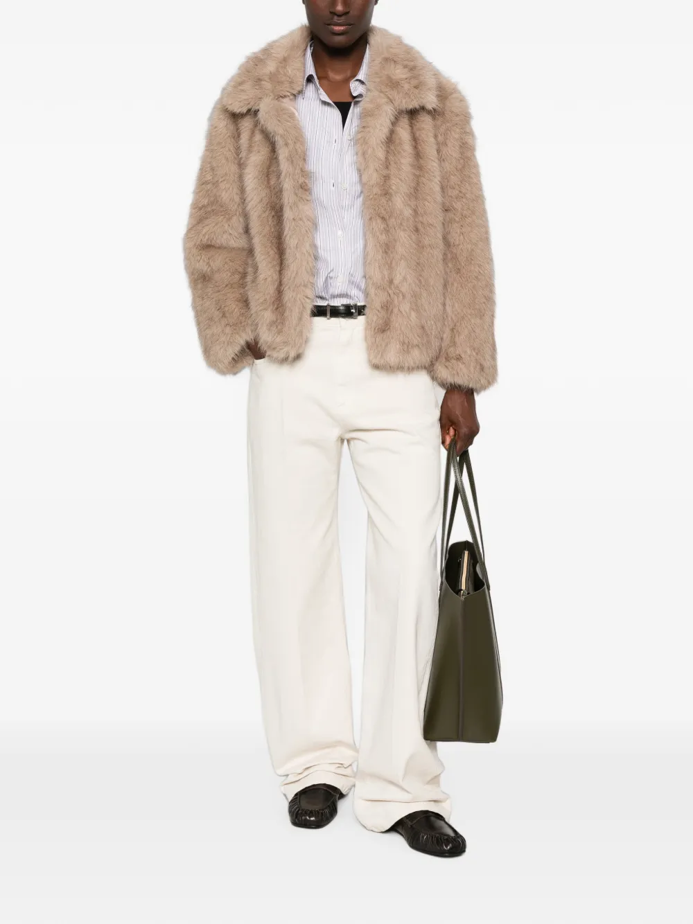 'S Max Mara Jas met kraag van imitatiebont Bruin