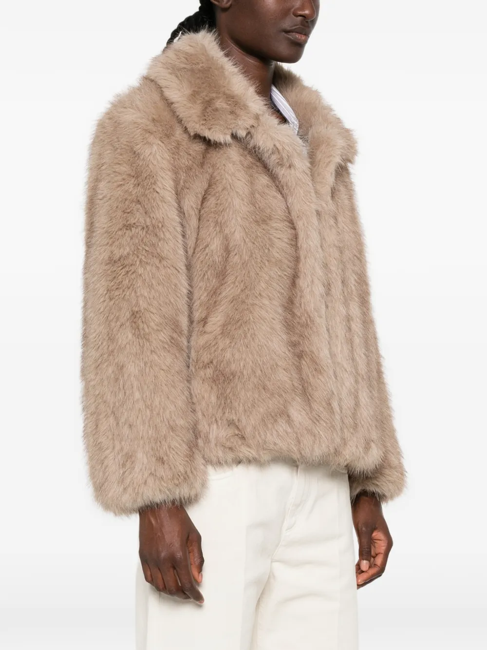 'S Max Mara Jas met kraag van imitatiebont Bruin