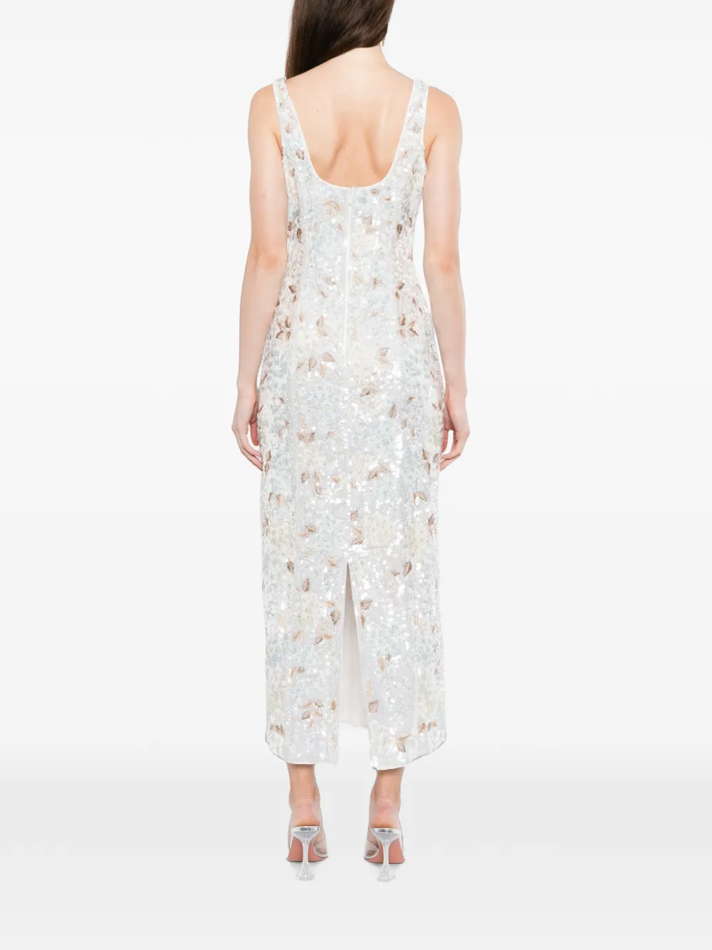 Needle & Thread Wisteria glanzende jurk Beige