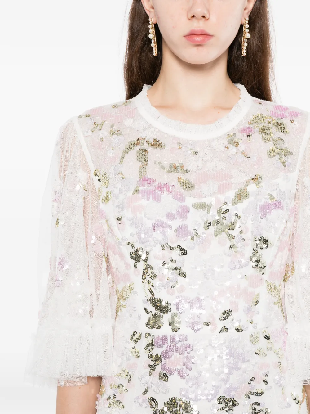 Needle & Thread Wisteria avondjurk Wit