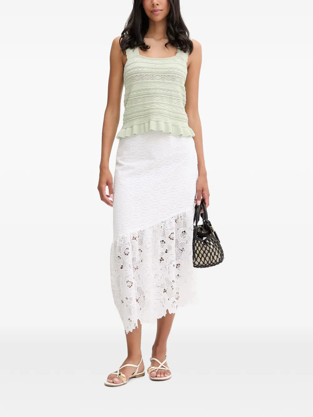 GUESS USA Midi-rok met ringlets Wit